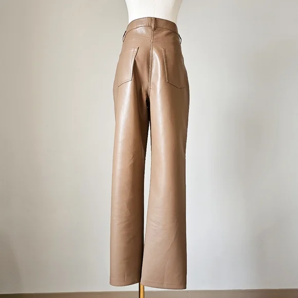 Aritzia Wilfred 10 the Melina sandy beige faux leather pants high waisted - Picture 2 of 7